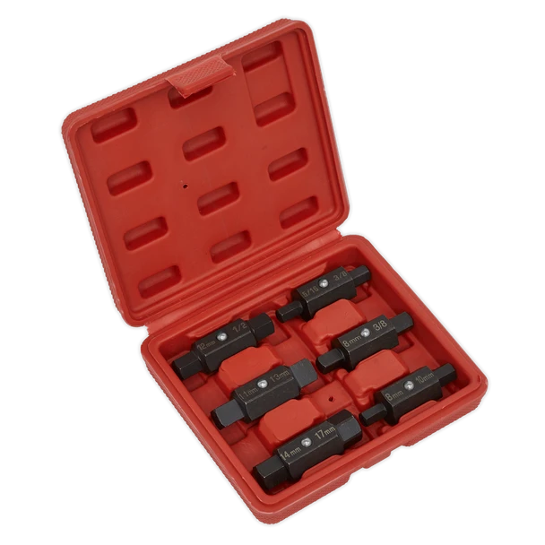 Sealey AK658 | Double End Oil Drain Plug Key Set 6pc