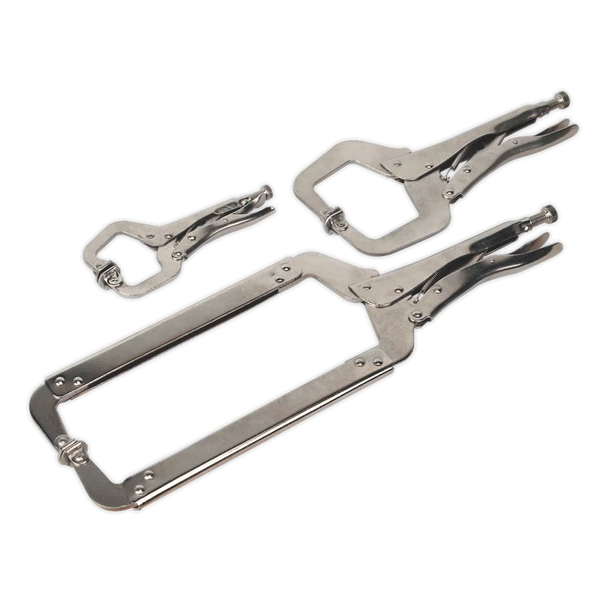 Sealey AK66 | Premier Locking C-Clamp Set 3pc