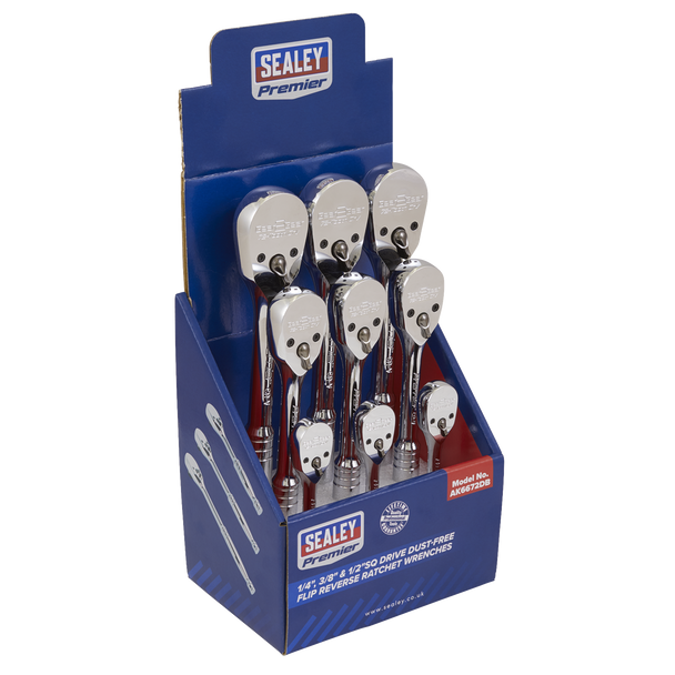 Sealey AK6672DB | Premier Pear-Head Ratchet Wrenches with Flip Reverse 1/4", 3