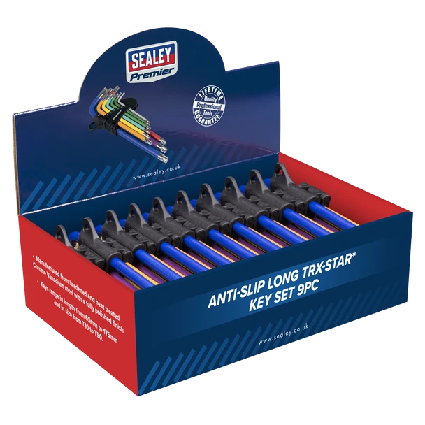 Sealey AK7193DB | Anti-Slip Long TRX-Star* Key Set 9pc - Display Box of 10