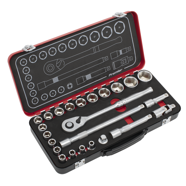 Sealey AK7924 | Premier Platinum Socket Set 1/2"Sq Drive 24pc