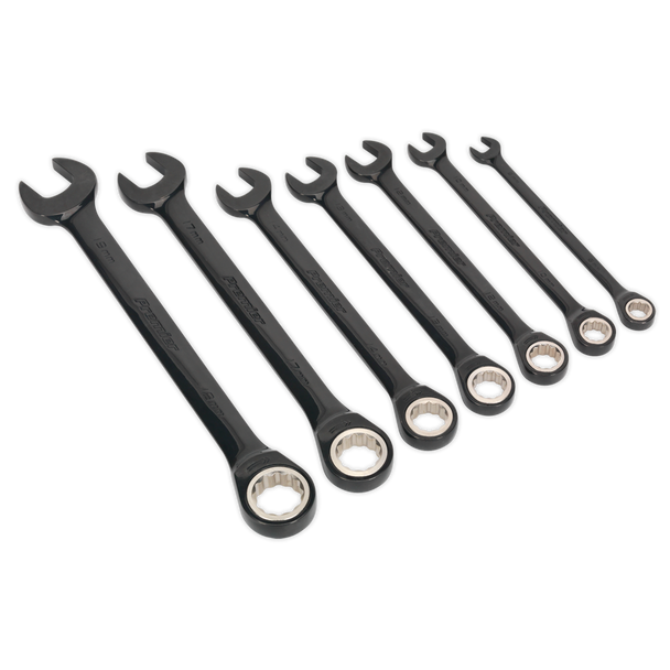 Sealey AK7978 | Premier Black Combination Ratchet Spanner Set 7pc