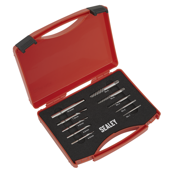 Sealey AK8187 | Step Drill Screw/Bolt Extractor Set 10pc