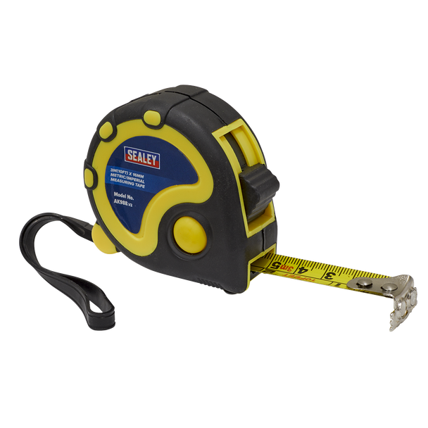 Sealey AK988 | Metric/Imperial Rubber Tape Measure 3m(10ft) x 16mm