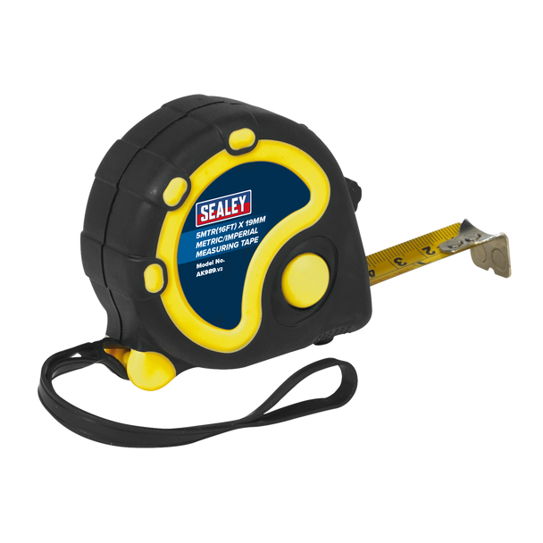 Sealey AK989 | Metric/Imperial Rubber Tape Measure 5m(16ft) x 19mm