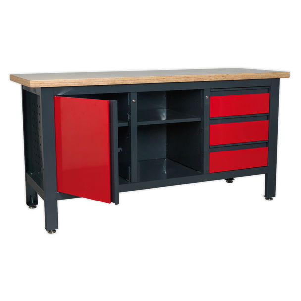 Sealey AP1905B | Workbench with 3 Drawers, 1 Cupboard & Open Storage