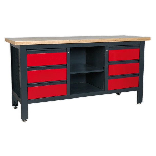 Sealey AP1905D | Workbench with 6 Drawers & Open Storage