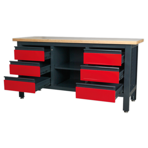 Sealey AP1905D | Workbench with 6 Drawers & Open Storage