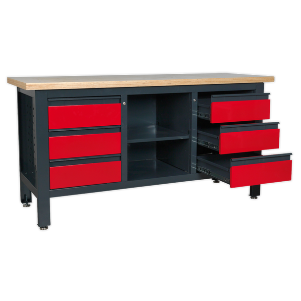 Sealey AP1905D | Workbench with 6 Drawers & Open Storage