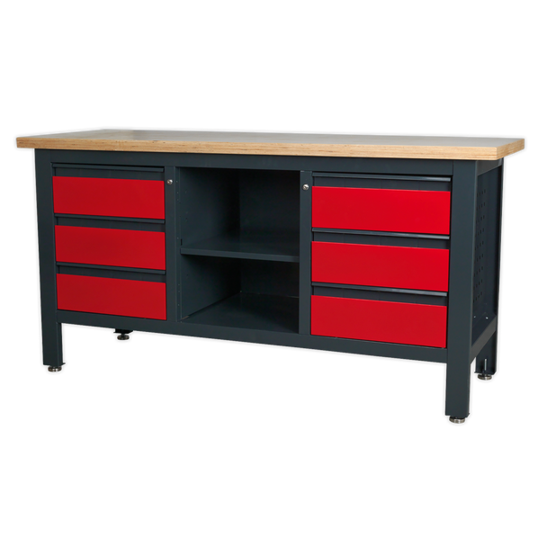 Sealey AP1905D | Workbench with 6 Drawers & Open Storage