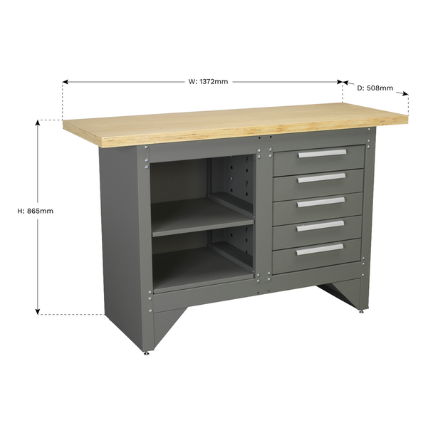 Sealey AP2030BB | Heavy-Duty Workbench with 5 Drawers