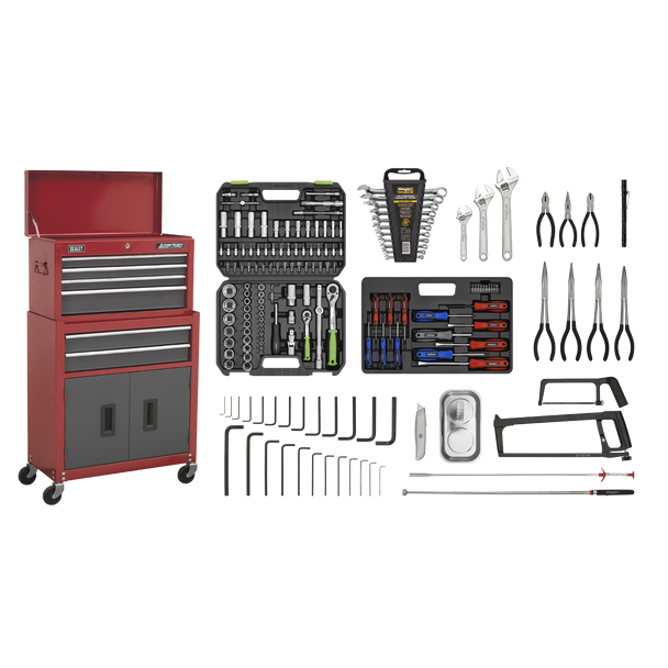 Sealey AP2200BBCOMBO | American PRO? Topchest & Rollcab Combination 6 Drawer with 170pc Tool Kit - Red/Grey