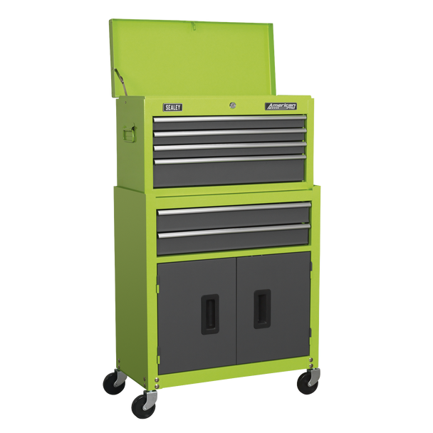 Sealey AP2200BBHV | American PRO? Topchest & Rollcab Combination 6 Drawer - Green/Grey