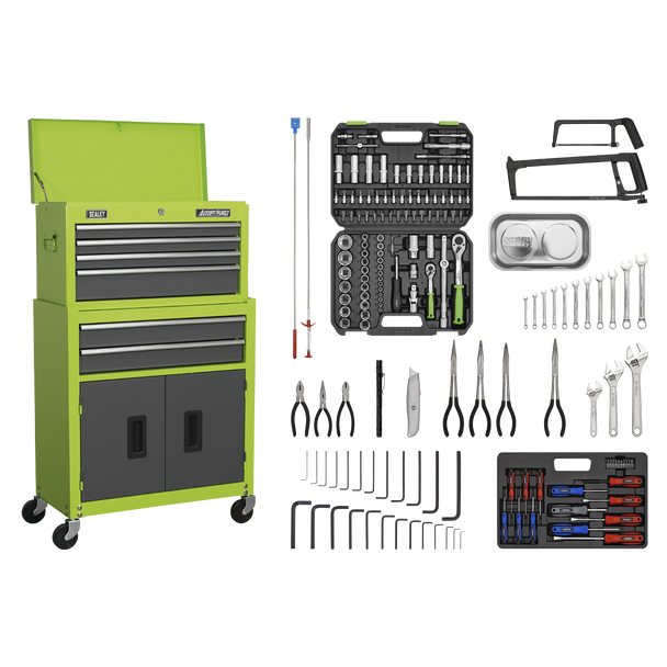 Sealey AP2200COMBOHV | American PRO? Topchest & Rollcab Combination 6 Drawer with 170pc Tool Kit - Green/Grey