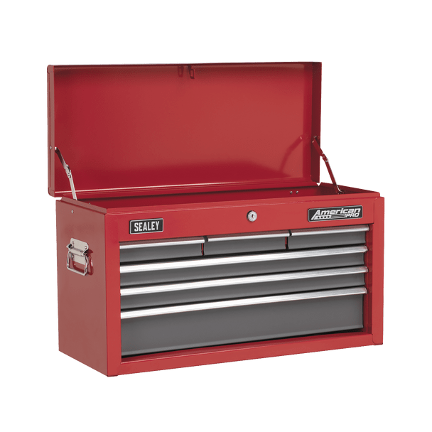 Sealey AP2201BBCOMBO | American PRO Topchest 6 Drawer with 98pc Tool Kit - Red/Grey