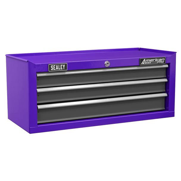 Sealey AP22309BBCP | American PRO Mid-Box Tool Chest 3 Drawer - Purple/Grey