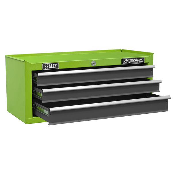 Sealey AP22309BBHV | American PRO Mid-Box Tool Chest 3 Drawer - Green/Grey
