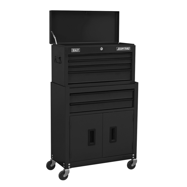 Sealey AP22BKCOMBO | American PRO Topchest & Rollcab Combination 6 Drawer with 170pc Tool Kit - Black