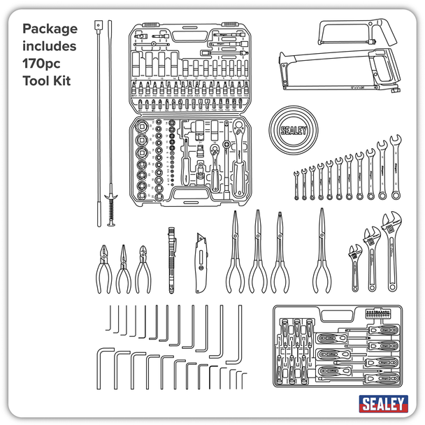 Sealey AP22OCOMBO | American PRO Topchest & Rollcab Combination 6 Drawer with 170pc Tool Kit - Orange/Black