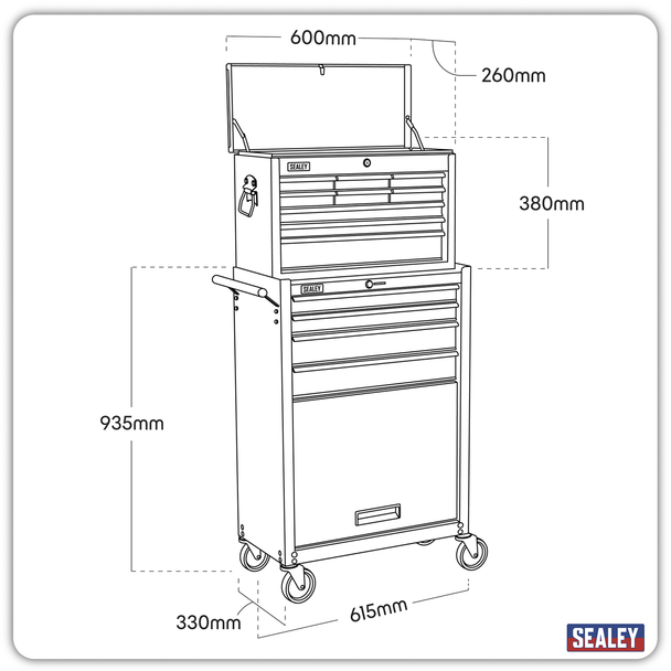 Sealey AP2513B | American PRO Topchest & Rollcab Combination 13 Drawer - Black/Grey
