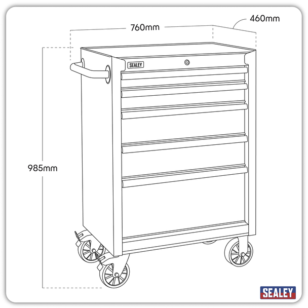 Sealey AP2705BE | Superline PRO Black Edition Rollcab with 5 Soft Close Drawers 680mm