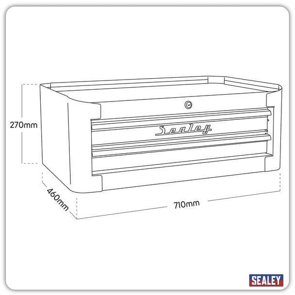 Sealey AP28102BR | Premier Retro Style Mid-Box Tool Chest 2 Drawer - Black with Red Anodised Drawer Pulls