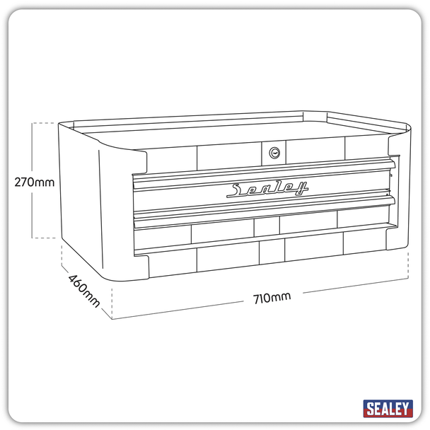 Sealey AP28102BWS | Premier Retro Style Mid-Box Tool Chest 2 Drawer - Blue with White Stripes