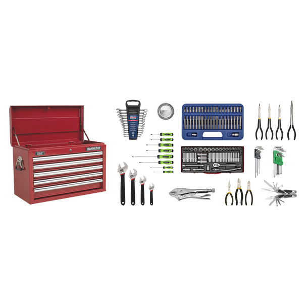 Sealey AP33059COMBO | Superline PRO Topchest 5 Drawer with 139pc Tool Kit - Red