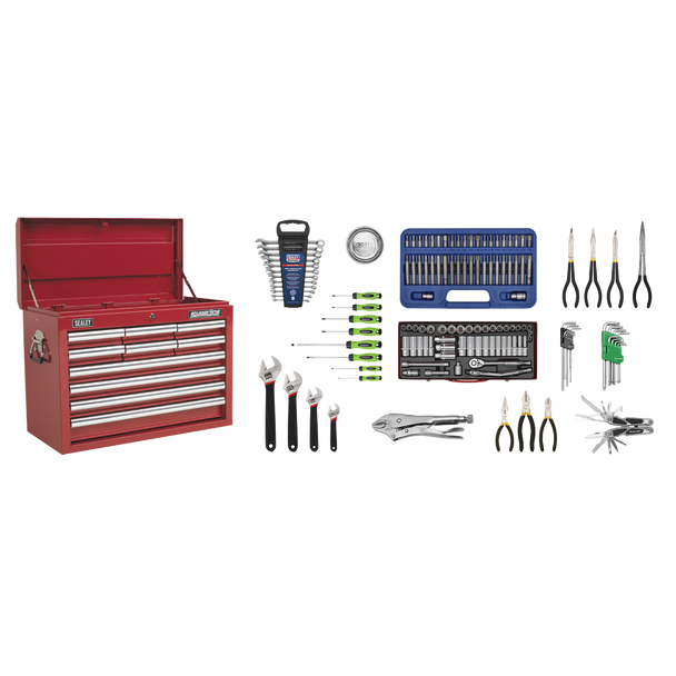 Sealey AP33109COMBO | Superline PRO Topchest 10 Drawer with 139pc Tool Kit - Red