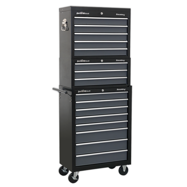 Sealey AP35STACK | American PRO Tool Chest Combination 16 Drawer - Black/Grey