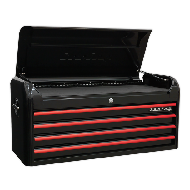Sealey AP41COMBOBR | Premier Retro Style Wide Topchest & Rollcab Combination 10 Drawer - Black with Red Anodized Drawer Pulls