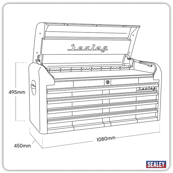 Sealey AP41104BWS | Premier Retro Style Wide Topchest 4 Drawer - Blue with White Stripes