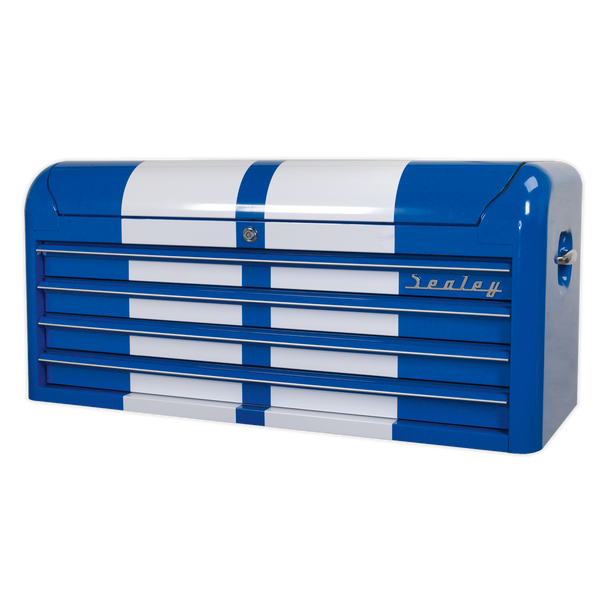 Sealey AP41104BWS | Premier Retro Style Wide Topchest 4 Drawer - Blue with White Stripes