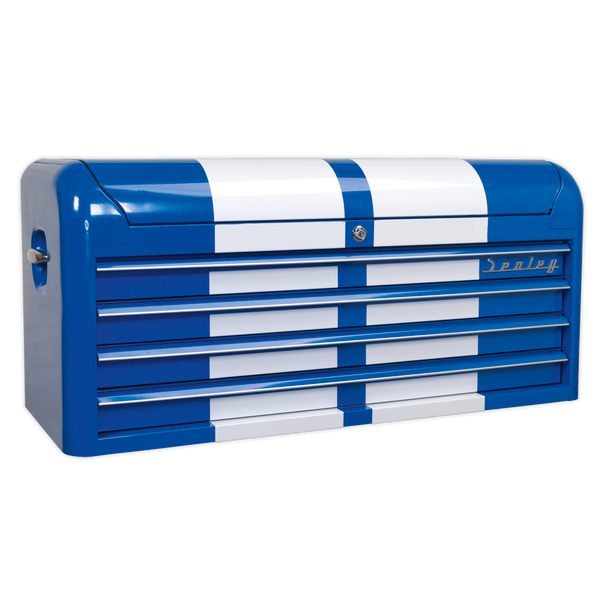 Sealey AP41104BWS | Premier Retro Style Wide Topchest 4 Drawer - Blue with White Stripes