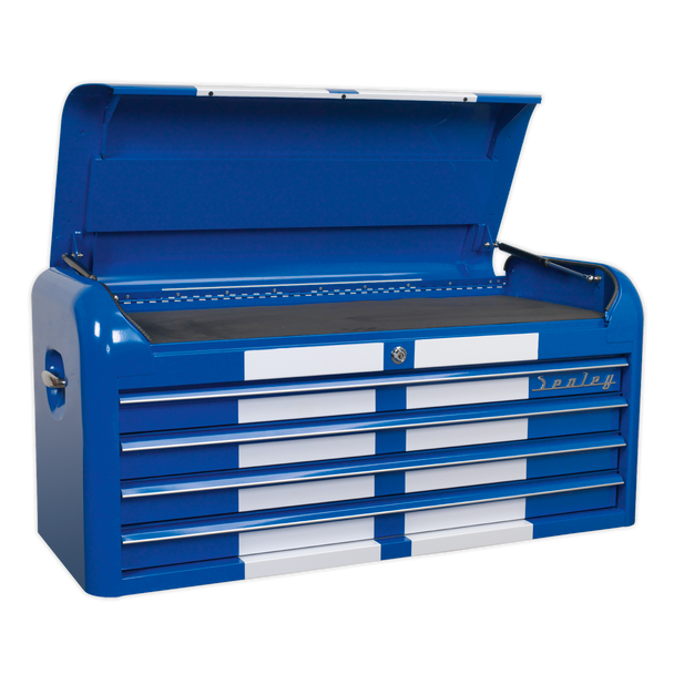 Sealey AP41COMBOBWS | Premier Retro Style Wide Topchest & Rollcab Combination 10 Drawer Blue with White Stripes