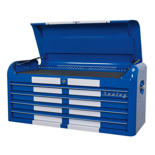 Sealey AP41104BWS | Premier Retro Style Wide Topchest 4 Drawer - Blue with White Stripes