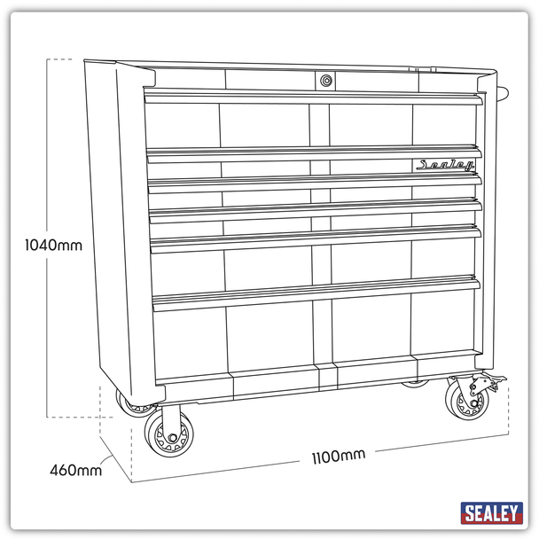 Sealey AP41206BWS | Premier Retro Style Wide Rollcab 6 Drawer - Blue with White Stripes