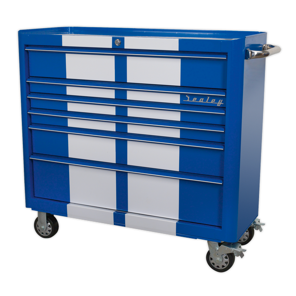 Sealey AP41206BWS | Premier Retro Style Wide Rollcab 6 Drawer - Blue with White Stripes