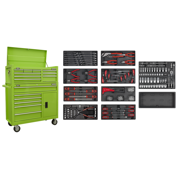 Sealey AP41STACKHVCOMBO | American PRO Tool Chest Combination with 117pc Tool Kit - Green