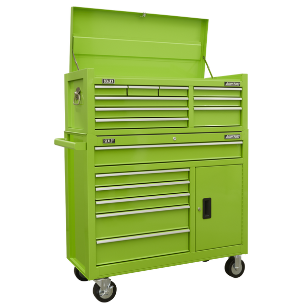 Sealey AP41STACKHV | American PRO? Topchest & Rollcab Combination 15 Drawer - Green