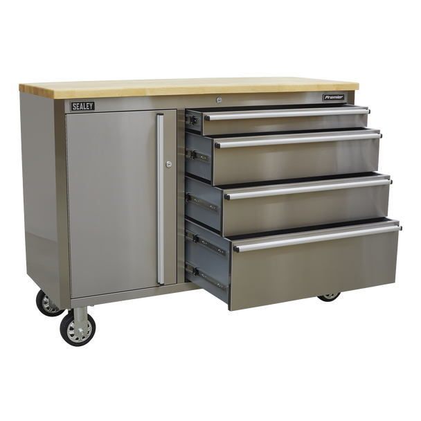 Sealey AP4804SS | Premier Mobile Stainless Steel Tool Cabinet 4 Drawer