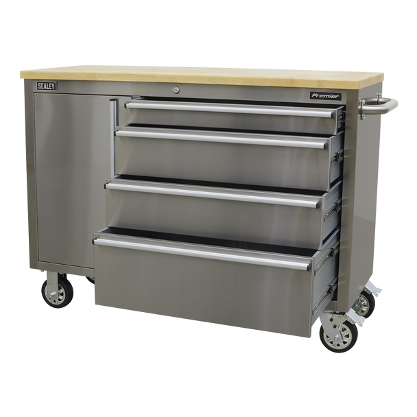 Sealey AP4804SS | Premier Mobile Stainless Steel Tool Cabinet 4 Drawer