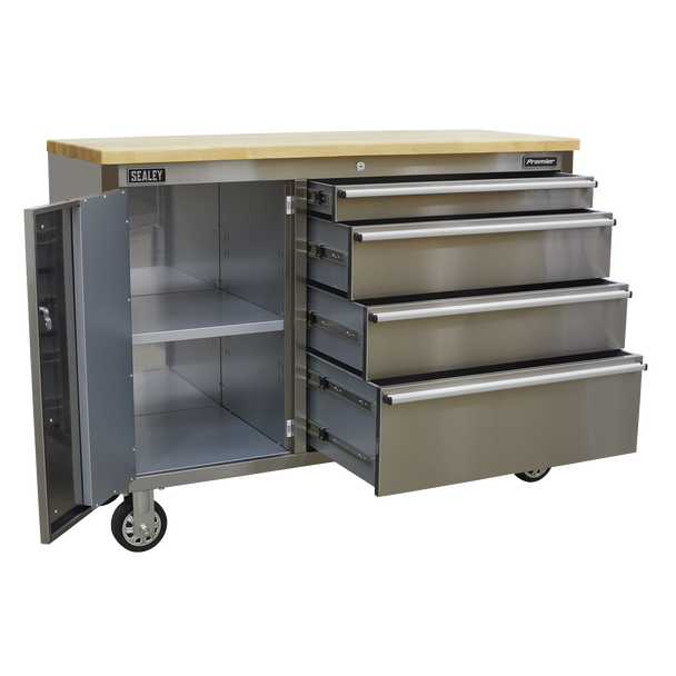 Sealey AP4804SS | Premier Mobile Stainless Steel Tool Cabinet 4 Drawer