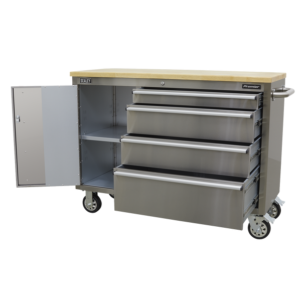 Sealey AP4804SS | Premier Mobile Stainless Steel Tool Cabinet 4 Drawer