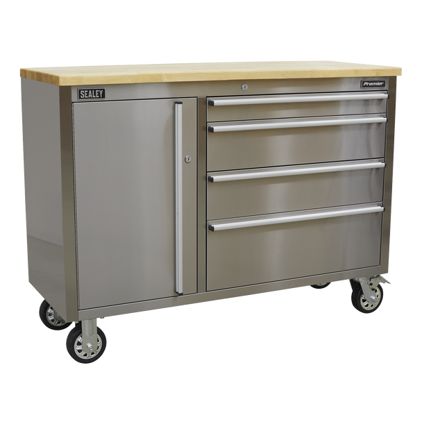 Sealey AP4804SS | Premier Mobile Stainless Steel Tool Cabinet 4 Drawer