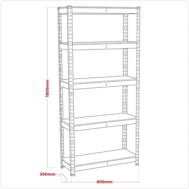 Sealey AP6150GS | Racking Unit with 5 Shelves 150kg Capacity Per Level