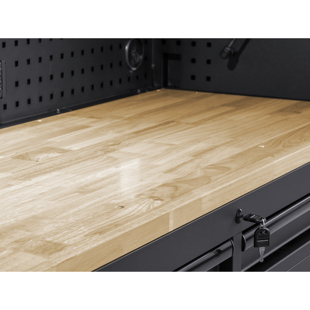 Sealey AP6215BE | Superline PRO Black Edition Mobile Trolley with Wooden Worktop 15 Drawer 1549mm