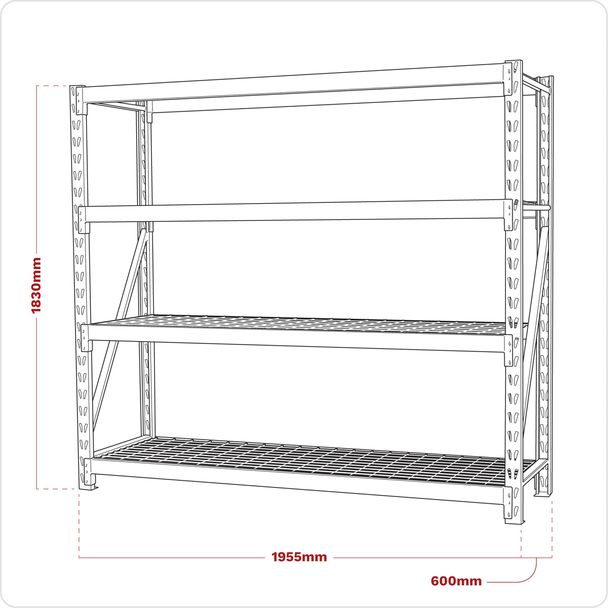 Sealey AP6572 | Heavy-Duty Racking Unit with 4 Mesh Shelves 640kg Capacity Per Level