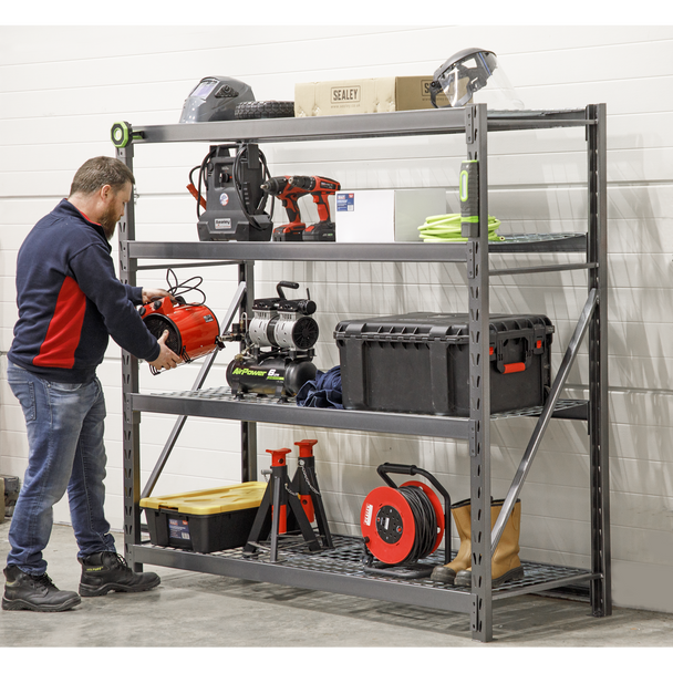Sealey AP6572 | Heavy-Duty Racking Unit with 4 Mesh Shelves 640kg Capacity Per Level