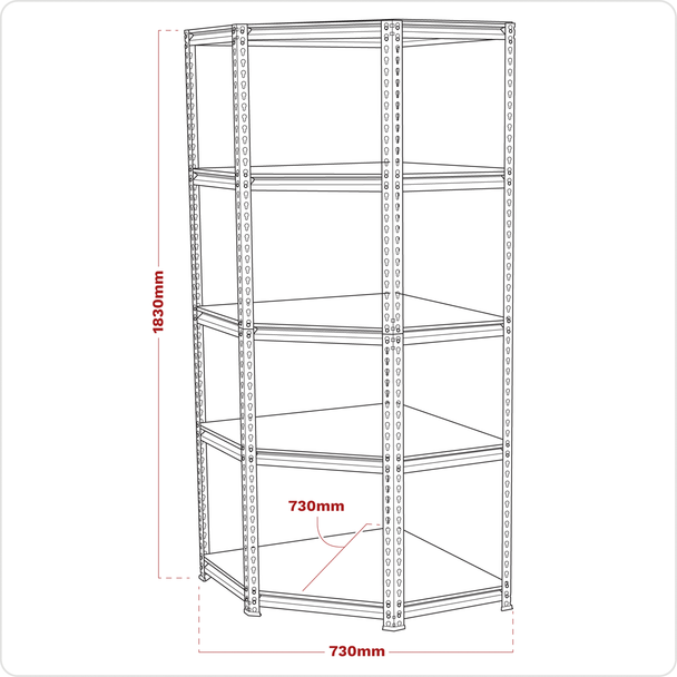 Sealey AP7150C | 5-Level Corner Racking Unit 150kg Capacity Per Level